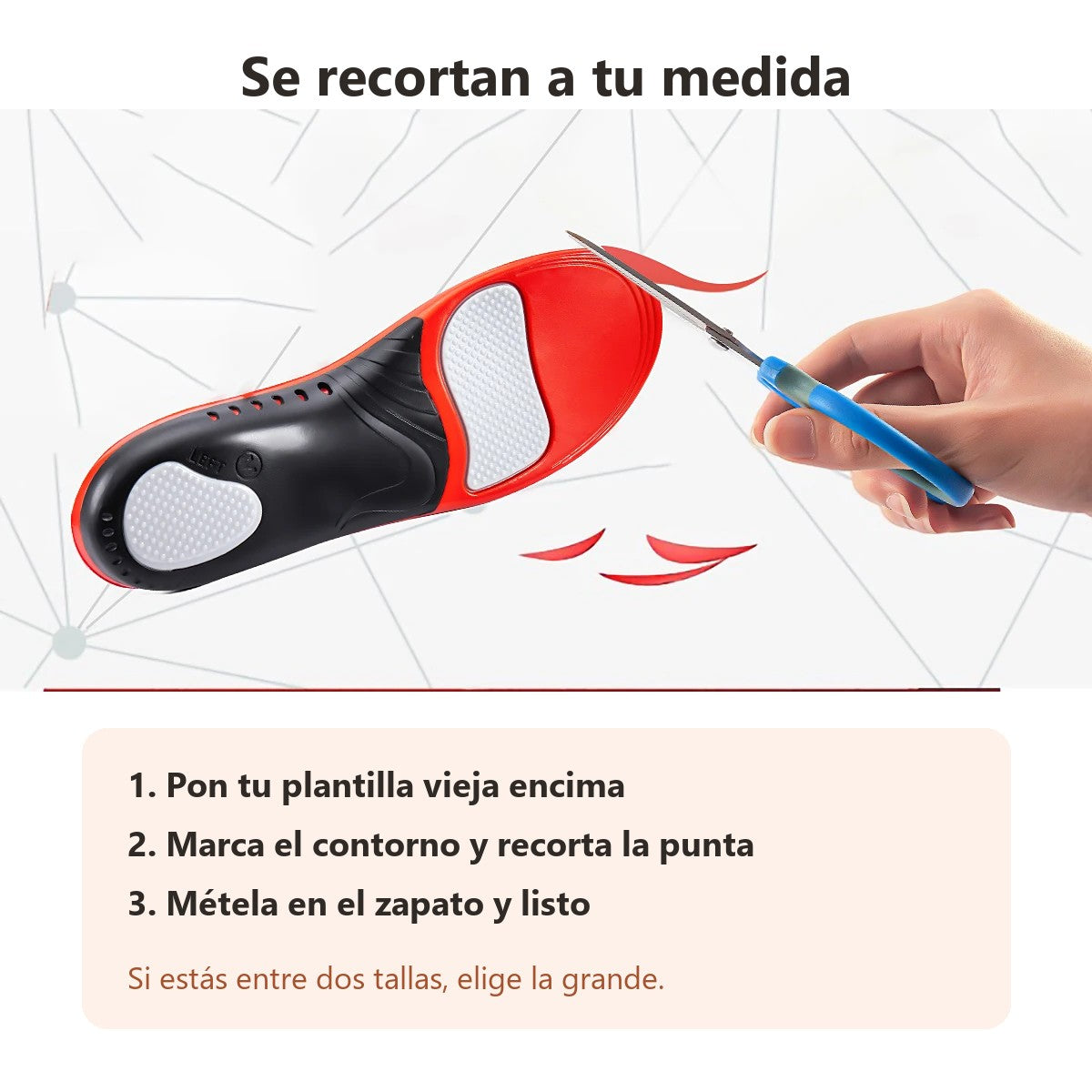 Las plantillas se recortan a la medida del zapato