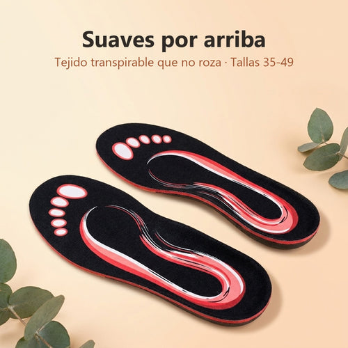 Plantillas de gel vistas por arriba: tejido suave y transpirable