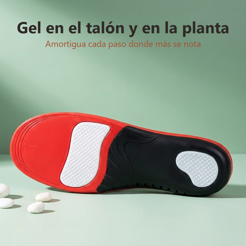 Suela de la plantilla con gel en el talón y en la planta